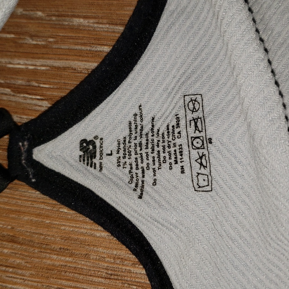 (L) New Balance NB Padded Racerback Sports Bra Ribbed Textured Athletic Workout - Picture 4 of 10